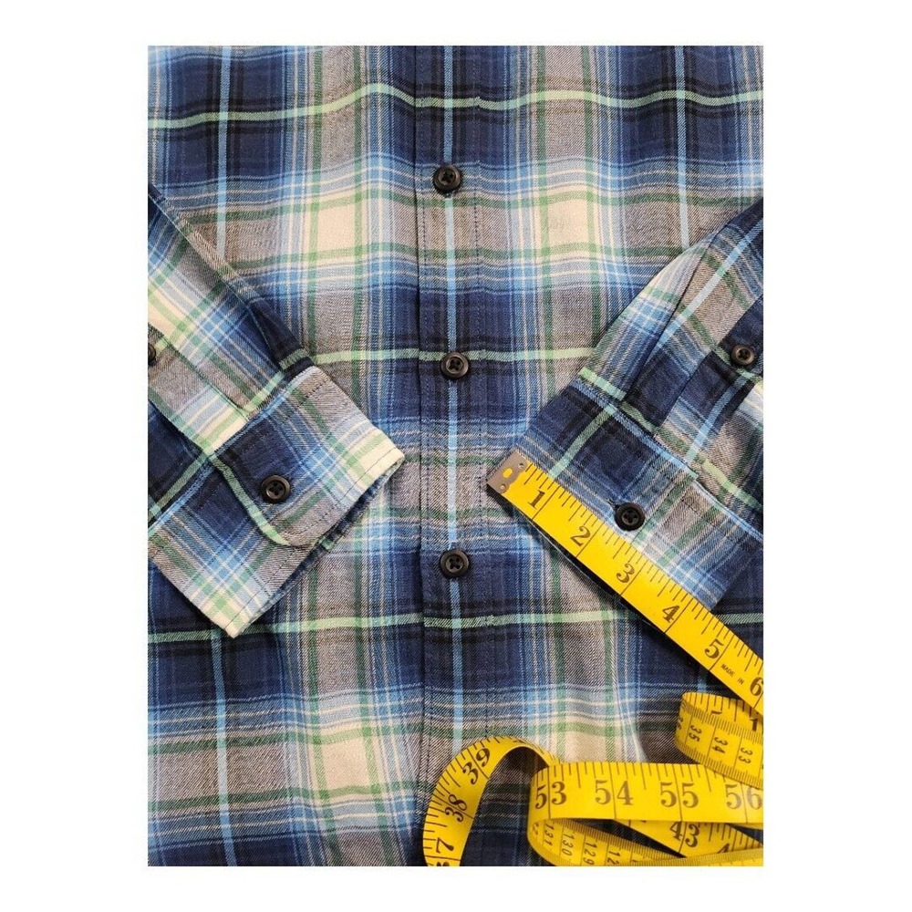 NWOT AMERICAN EAGLE Blue Green Plaid Long Sleeve Button-up Shirt Mens‎ Large - Picture 8 of 9